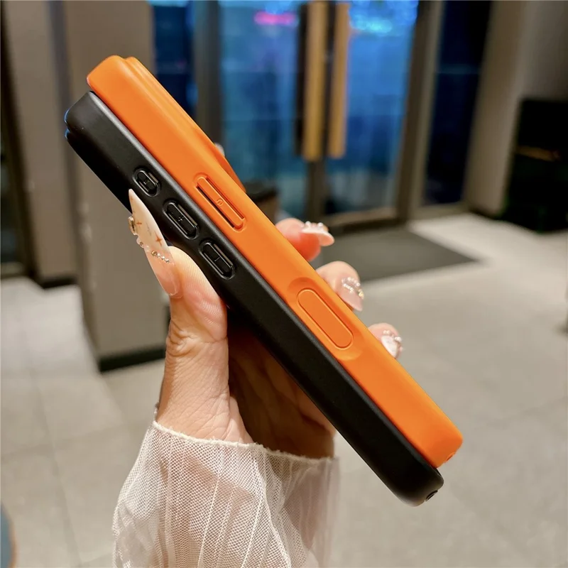 For iPhone 17 Pro TPU-hoes echt koeienleer Litchi-structuur + slangstructuur beschermhoes - Oranje