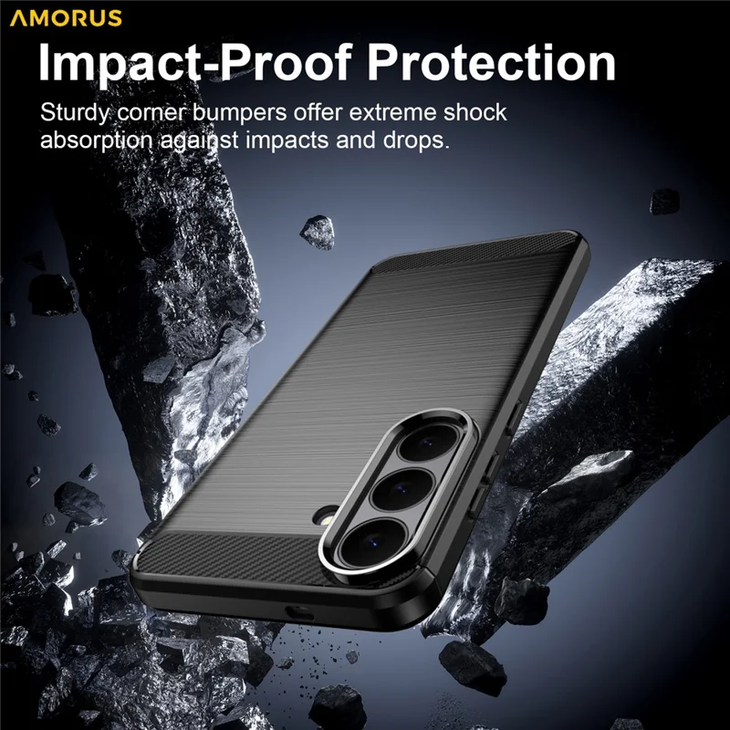 AMORUS Coque pour Samsung Galaxy S26 FE Texture Fibre de Carbone Antidérapante de Protection pour Téléphone - Noir