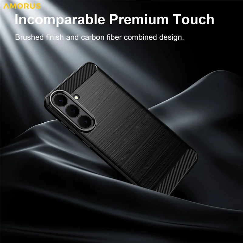 AMORUS Coque pour Samsung Galaxy S26 FE Texture Fibre de Carbone Antidérapante de Protection pour Téléphone - Noir