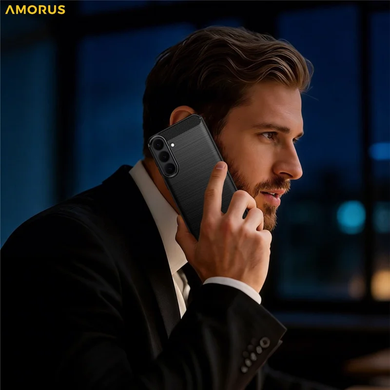 AMORUS Coque pour Samsung Galaxy S26 FE Texture Fibre de Carbone Antidérapante de Protection pour Téléphone - Noir