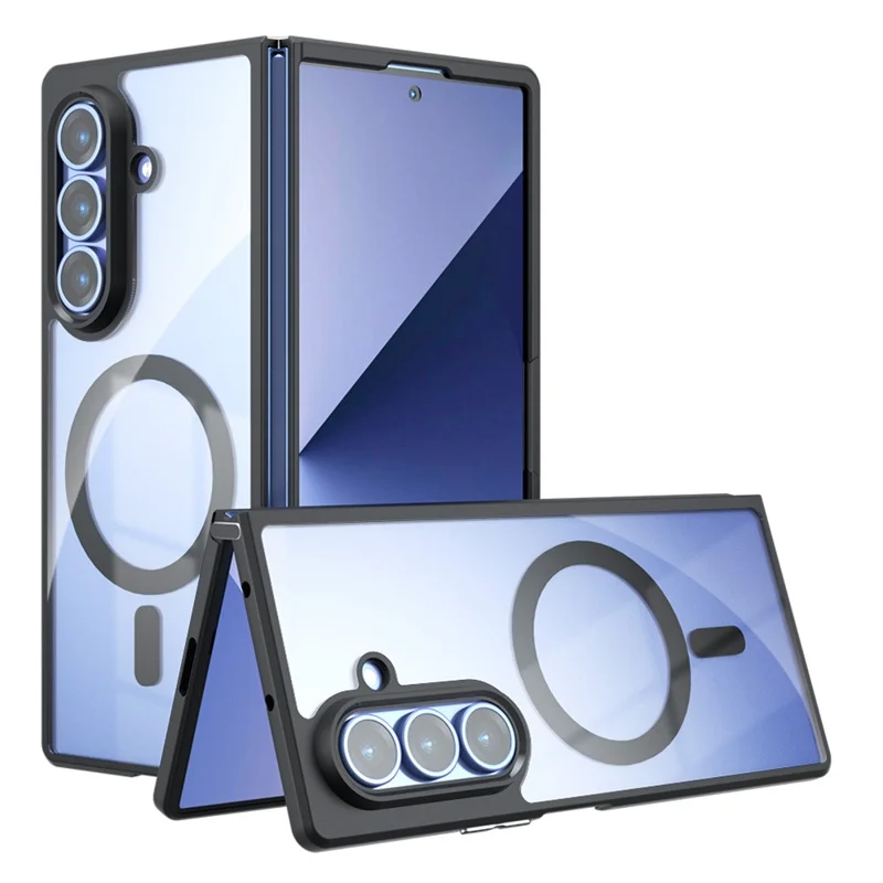 Прозрачный магнитный чехол для Samsung Galaxy Z Fold8 Ultra, ударопрочный чехол из ТПУ + поликарбоната — прозрачный черный