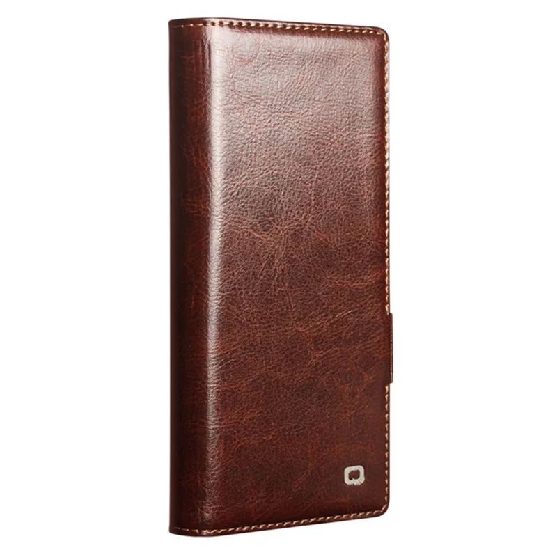 QIALINO For Samsung Galaxy Z Fold8 Ultra Case Genuine Cow Leather Stand Wallet Phone Cover - Brown