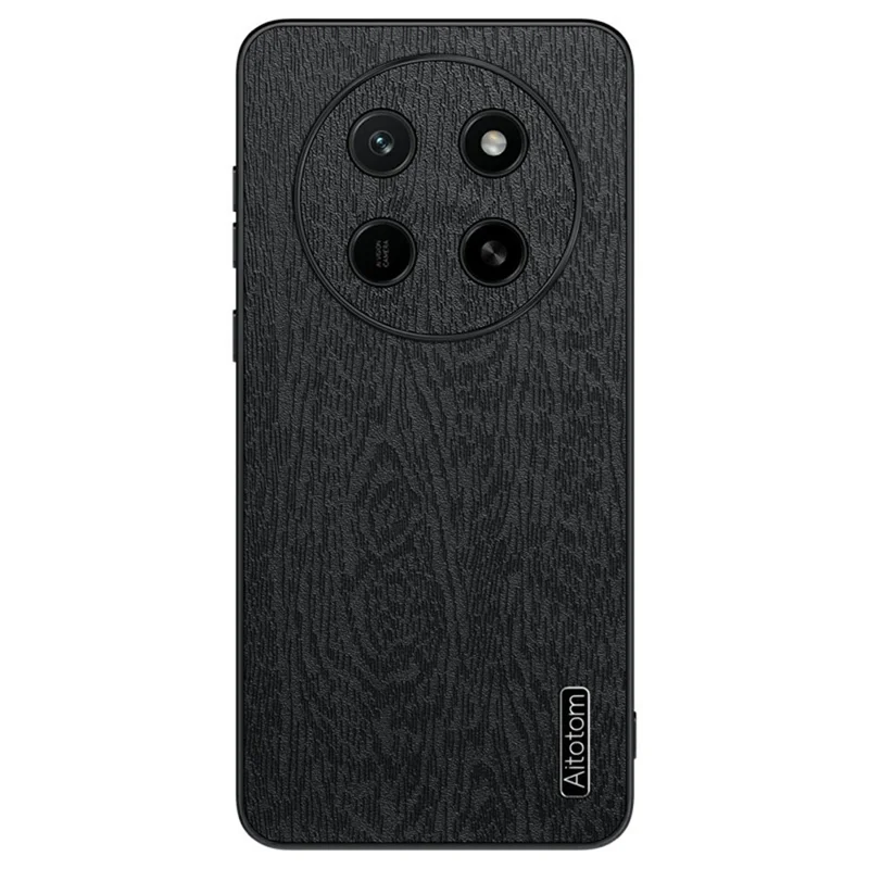 Coque pour Honor X80 Pro Max 5G, revêtement en cuir PU avec texture bois, coque en PC et TPU - Noir