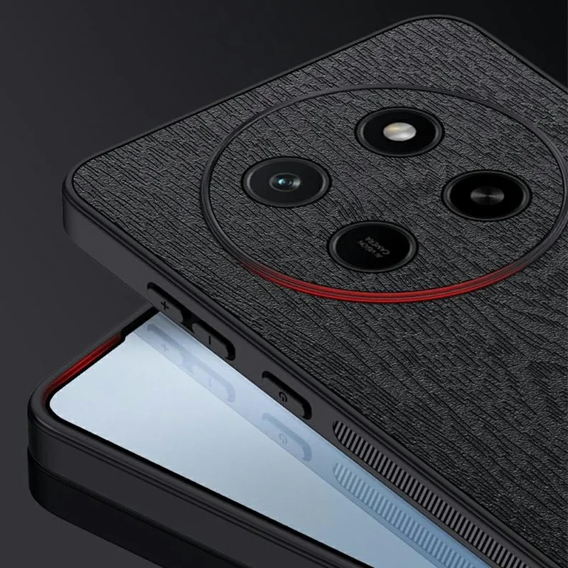 Coque pour Honor X80 Pro Max 5G, revêtement en cuir PU avec texture bois, coque en PC et TPU - Noir