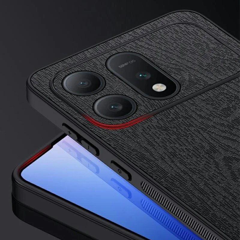 Чехол для Honor Win Turbo 5G с текстурой дерева, покрытый искусственной кожей PU, PC и TPU - Черный