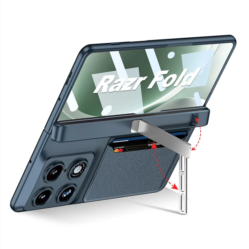 GKK for Motorola Razr Fold 5G Case Kickstand Card Holder Magnetic Hinge Protective Cover with Tempered Glass Screen Protector - Green