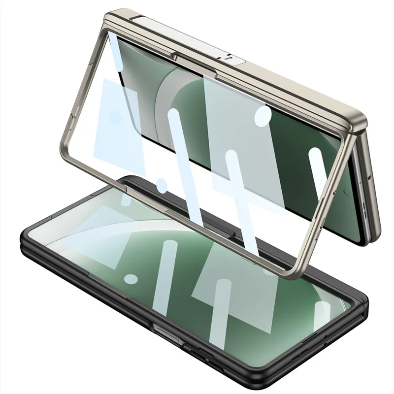 GKK for Motorola Razr Fold 5G Case Kickstand Card Holder Magnetic Hinge Protective Cover with Tempered Glass Screen Protector - Green