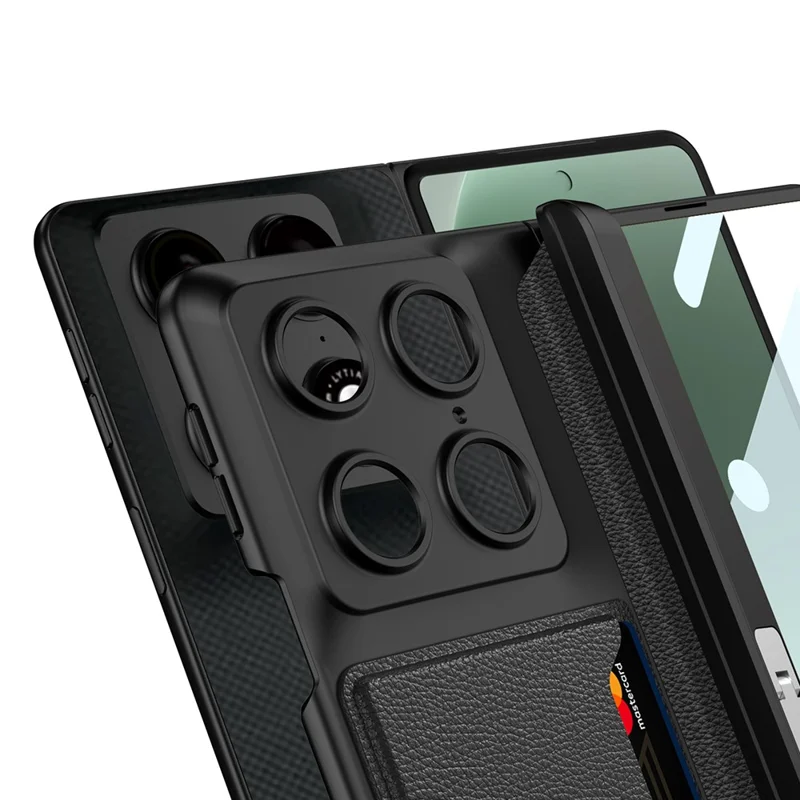 GKK for Motorola Razr Fold 5G Case Kickstand Card Holder Magnetic Hinge Protective Cover with Tempered Glass Screen Protector - Green