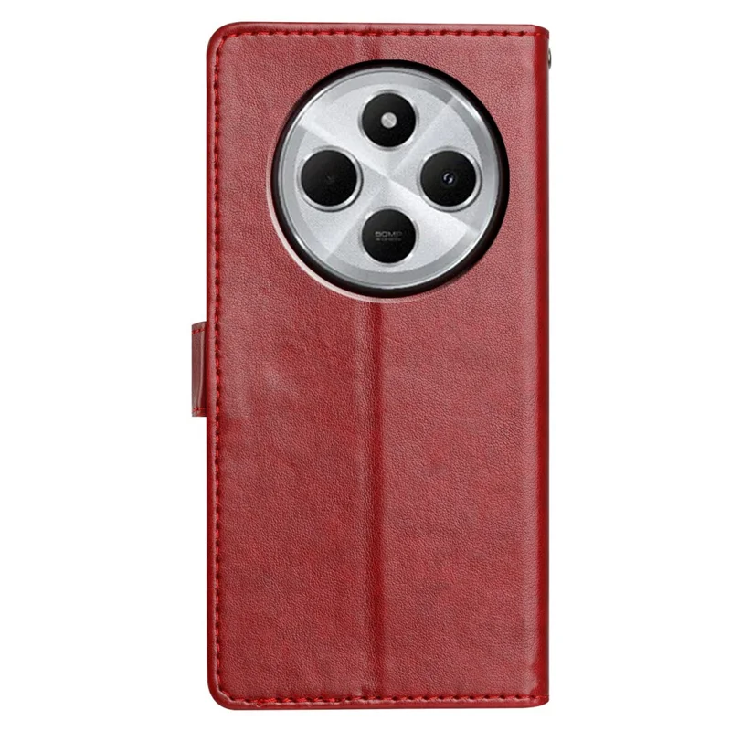 For Xiaomi Redmi 17C 4G Leather Case Wallet Stand Phone Cover with Handy Strap - Red