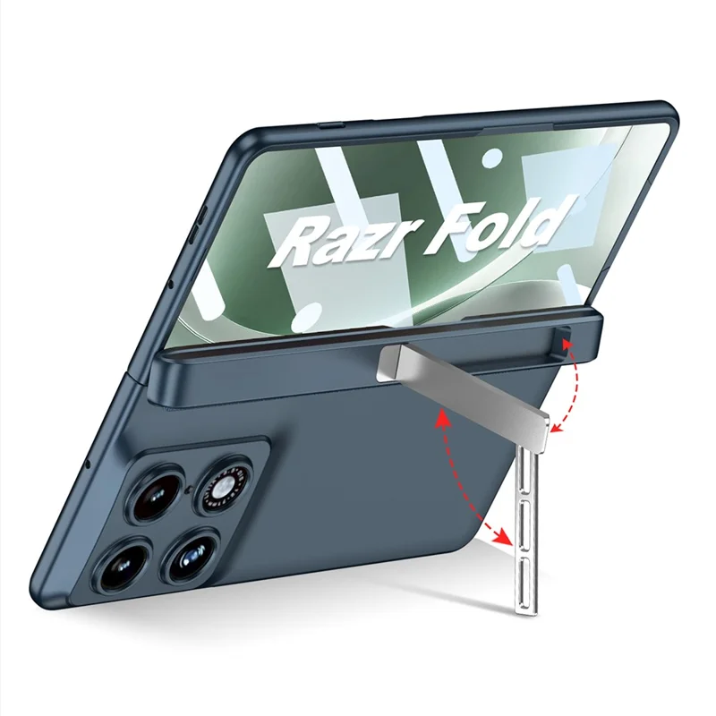 GKK til Motorola Razr Fold 5G Flipper Case med Magnetisk Stribeskydning PC + Hærdet Glas Telefonbeskyttelse - - Grøn