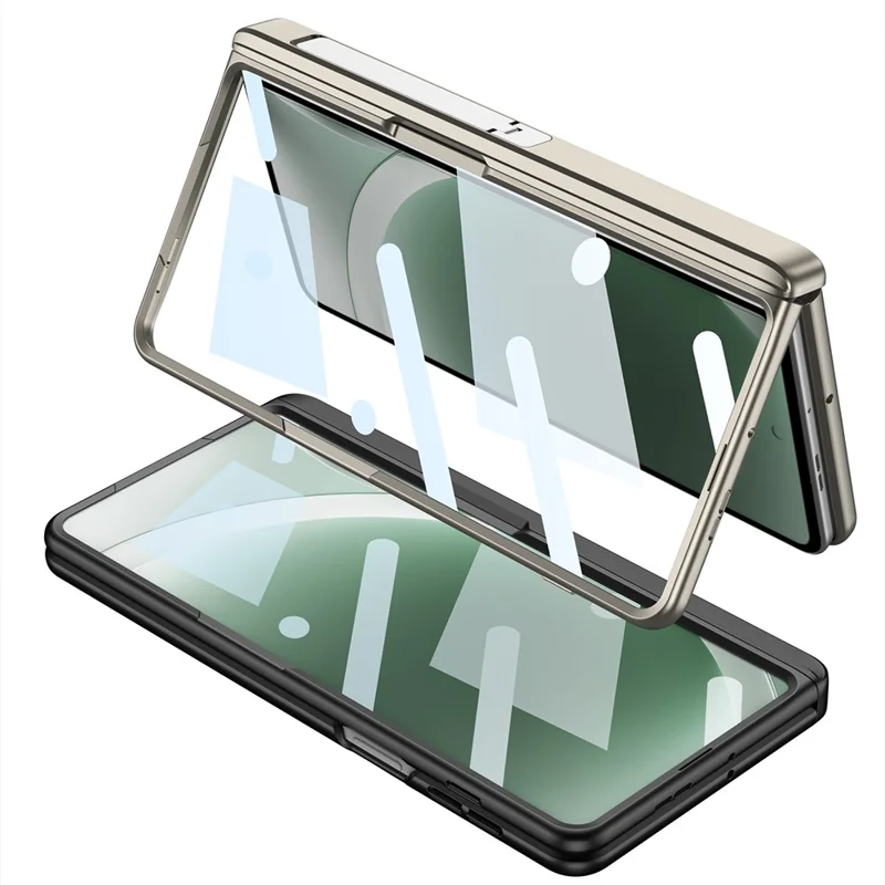 GKK til Motorola Razr Fold 5G Flipper Case med Magnetisk Stribeskydning PC + Hærdet Glas Telefonbeskyttelse - - Grøn