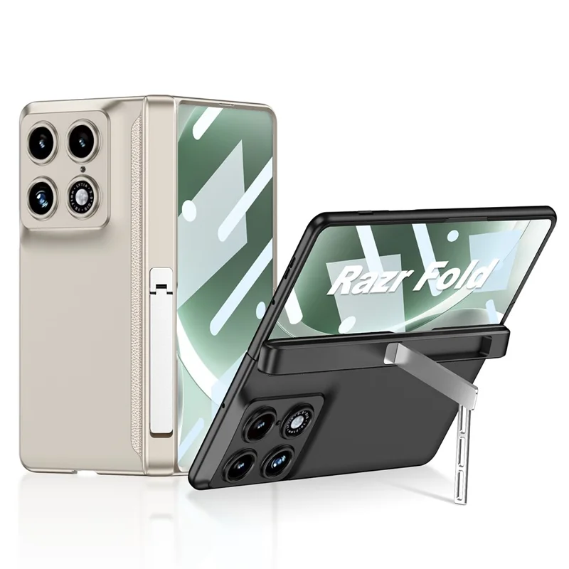 GKK til Motorola Razr Fold 5G Flipper Case med Magnetisk Stribeskydning PC + Hærdet Glas Telefonbeskyttelse - - Grøn