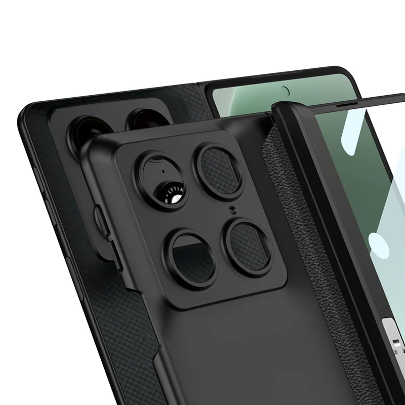 GKK til Motorola Razr Fold 5G Flipper Case med Magnetisk Stribeskydning PC + Hærdet Glas Telefonbeskyttelse - - Grøn