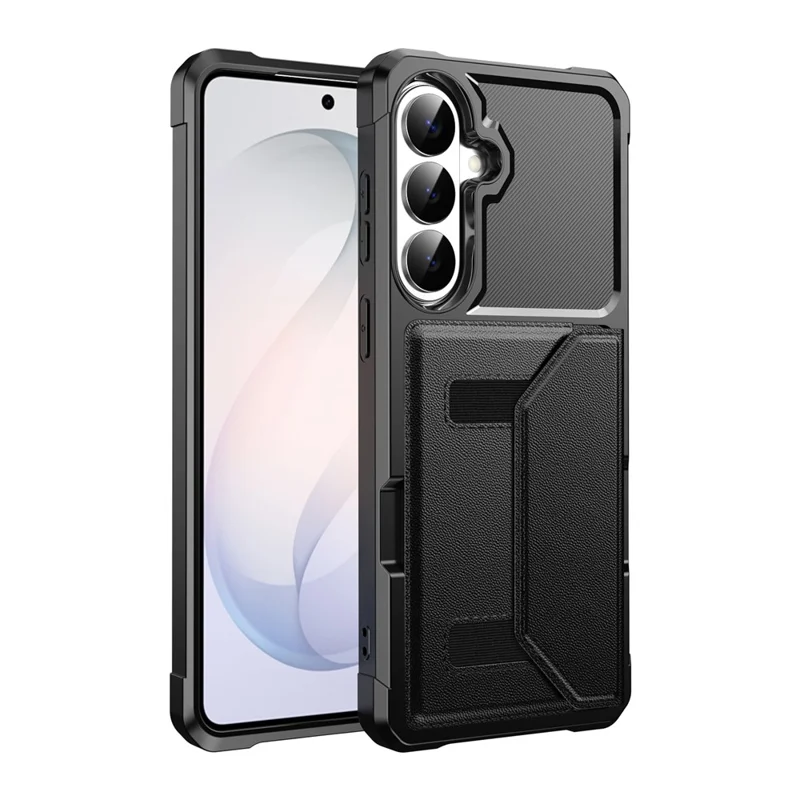 Voor Samsung Galaxy S26+ Hoesje met Pasjeshouder Leer + TPU Antival Telefoonhoes - Zwart