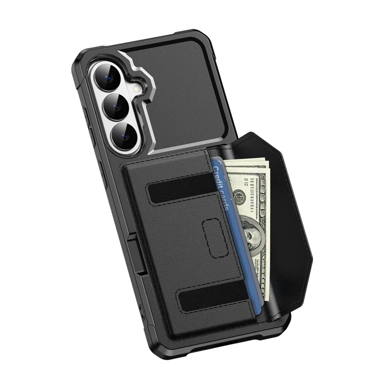 Voor Samsung Galaxy S26+ Hoesje met Pasjeshouder Leer + TPU Antival Telefoonhoes - Zwart