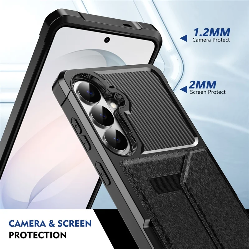 Voor Samsung Galaxy S26+ Hoesje met Pasjeshouder Leer + TPU Antival Telefoonhoes - Zwart