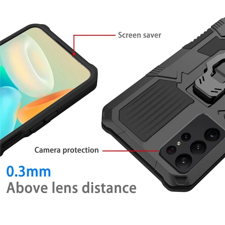 MechWarrior Project for Samsung Galaxy S23 Ultra TPU + PC Impact Resistant Phone Case Belt Clip Holster Cover with Kickstand - Black