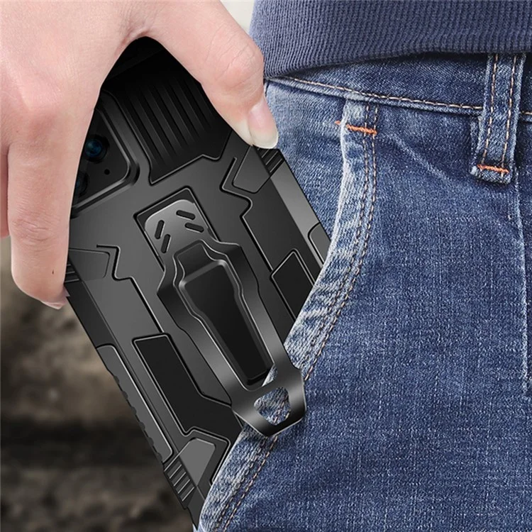 MechWarrior Project for Samsung Galaxy S23 Ultra TPU + PC Impact Resistant Phone Case Belt Clip Holster Cover with Kickstand - Black