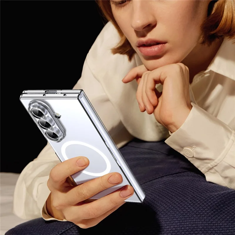 Dla Samsung Galaxy Z Fold7 5G Etui magnetyczne Przezroczyste PC Obudowa telefonu z ochroną ekranu prywatności - Przezroczyste