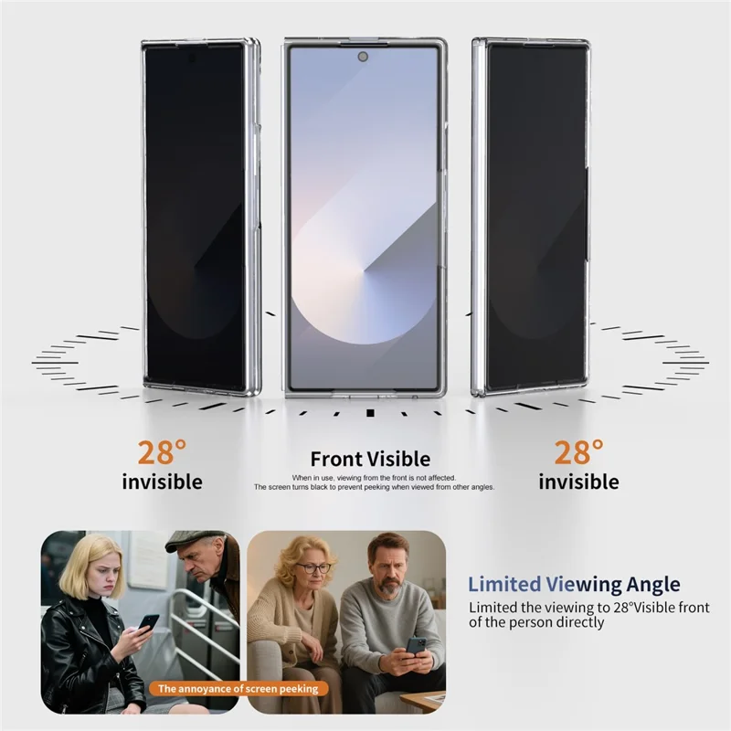 Dla Samsung Galaxy Z Fold7 5G Etui magnetyczne Przezroczyste PC Obudowa telefonu z ochroną ekranu prywatności - Przezroczyste