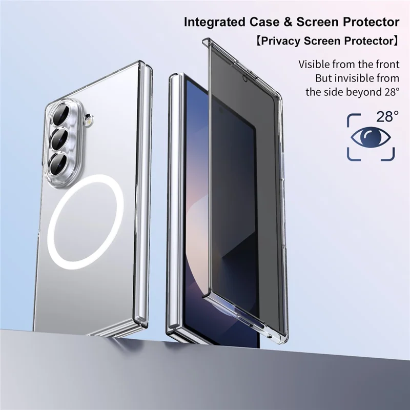 Dla Samsung Galaxy Z Fold7 5G Etui magnetyczne Przezroczyste PC Obudowa telefonu z ochroną ekranu prywatności - Przezroczyste
