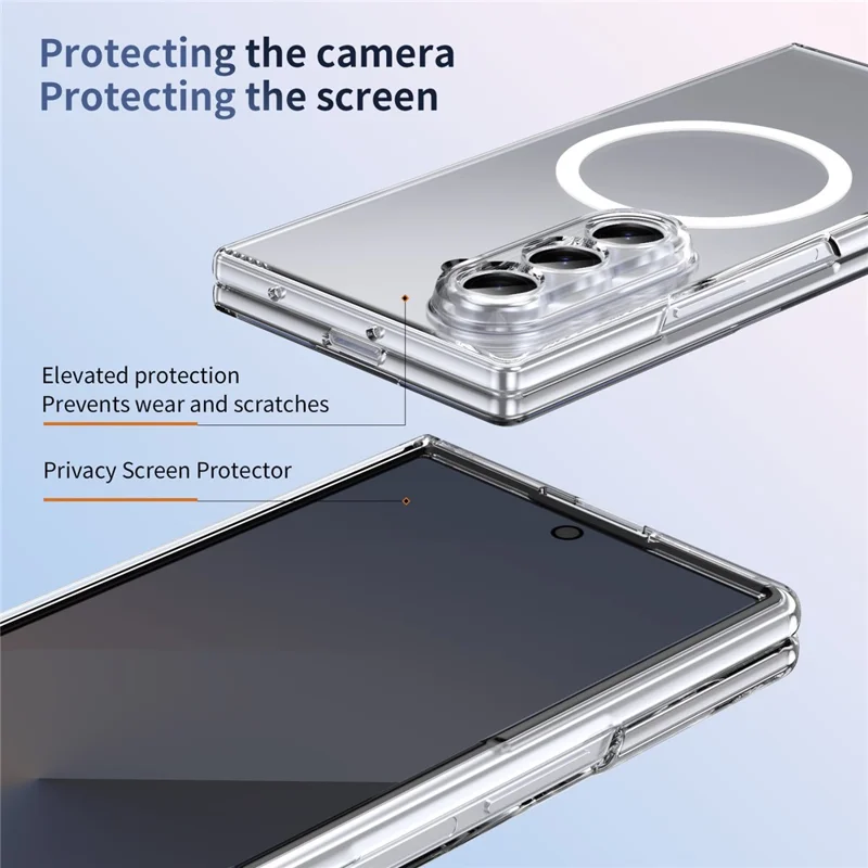 Dla Samsung Galaxy Z Fold7 5G Etui magnetyczne Przezroczyste PC Obudowa telefonu z ochroną ekranu prywatności - Przezroczyste