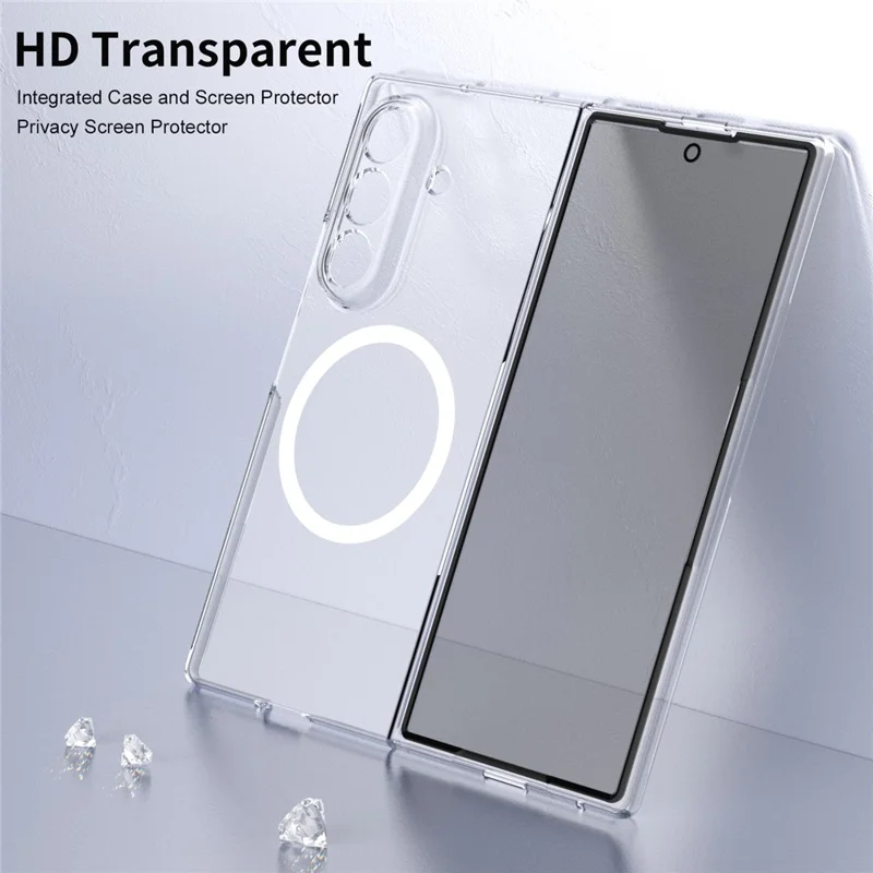 Dla Samsung Galaxy Z Fold7 5G Etui magnetyczne Przezroczyste PC Obudowa telefonu z ochroną ekranu prywatności - Przezroczyste