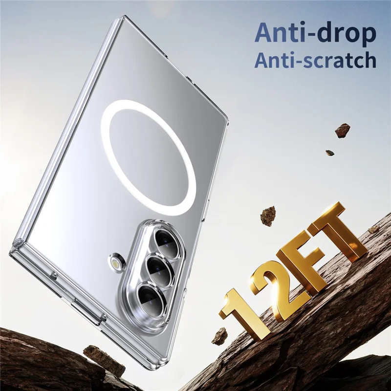 Dla Samsung Galaxy Z Fold7 5G Etui magnetyczne Przezroczyste PC Obudowa telefonu z ochroną ekranu prywatności - Przezroczyste