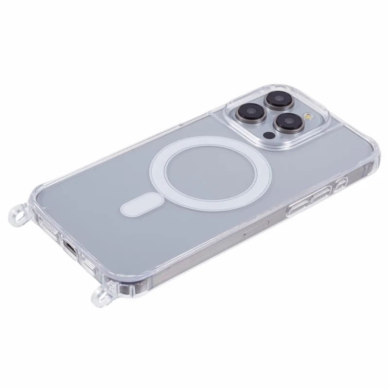 For iPhone 12 Pro Max Case Compatible with MagSafe TPU+PC 1.5mm Clear Phone Cover with Lanyard Holes
