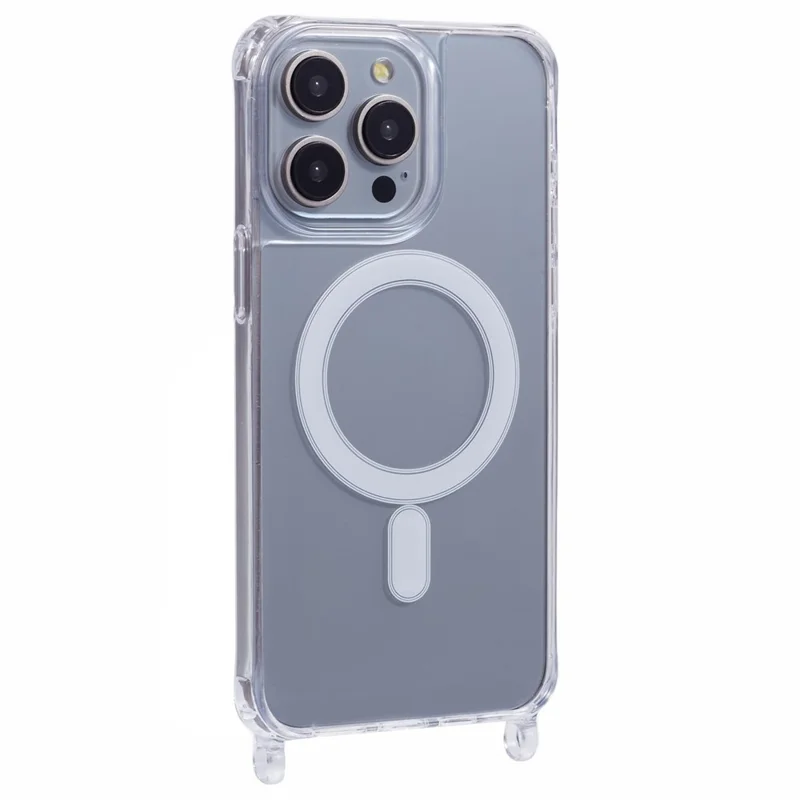 Für iPhone 13 Pro Max Hülle kompatibel mit MagSafe TPU+PC 1,5 mm Transparente Handyhülle mit Lanyard-Ösen