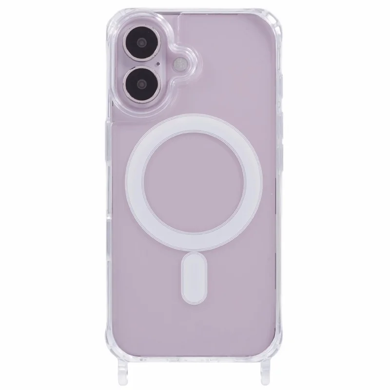 Capa para iPhone 17 Compatível com MagSafe TPU+PC 1,5 mm Capa Transparente com Furos para Cordão