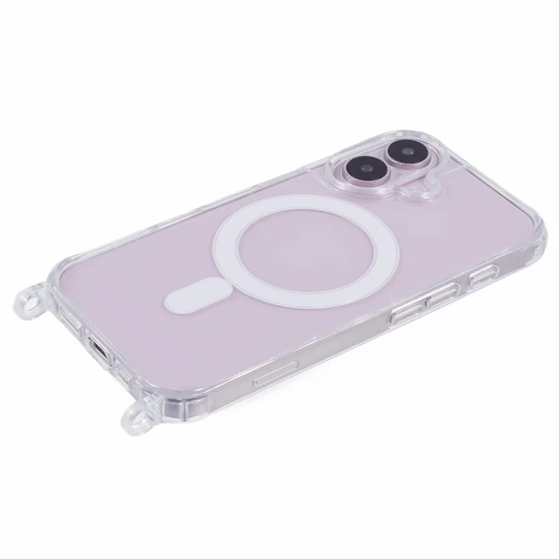 Capa para iPhone 17 Compatível com MagSafe TPU+PC 1,5 mm Capa Transparente com Furos para Cordão