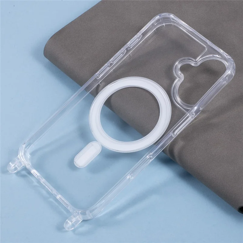 Capa para iPhone 17 Compatível com MagSafe TPU+PC 1,5 mm Capa Transparente com Furos para Cordão