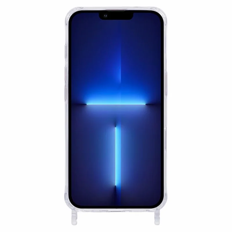Für iPhone 13 Pro Max Hülle PC+TPU 1,5 mm Transparente Handyhülle mit Lanyard-Ösen