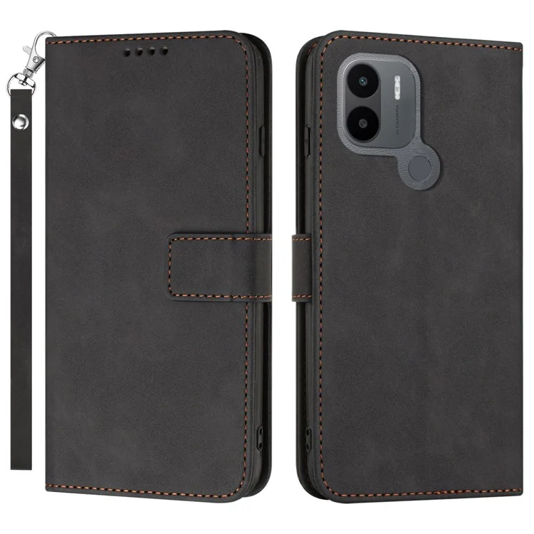 Per Xiaomi Redmi A1+ 4G Shock Proof Telefono Magnetica Class PU Stand Cell Flip Cover Del Telefono Con Cinturino Con Cinturino - Nero