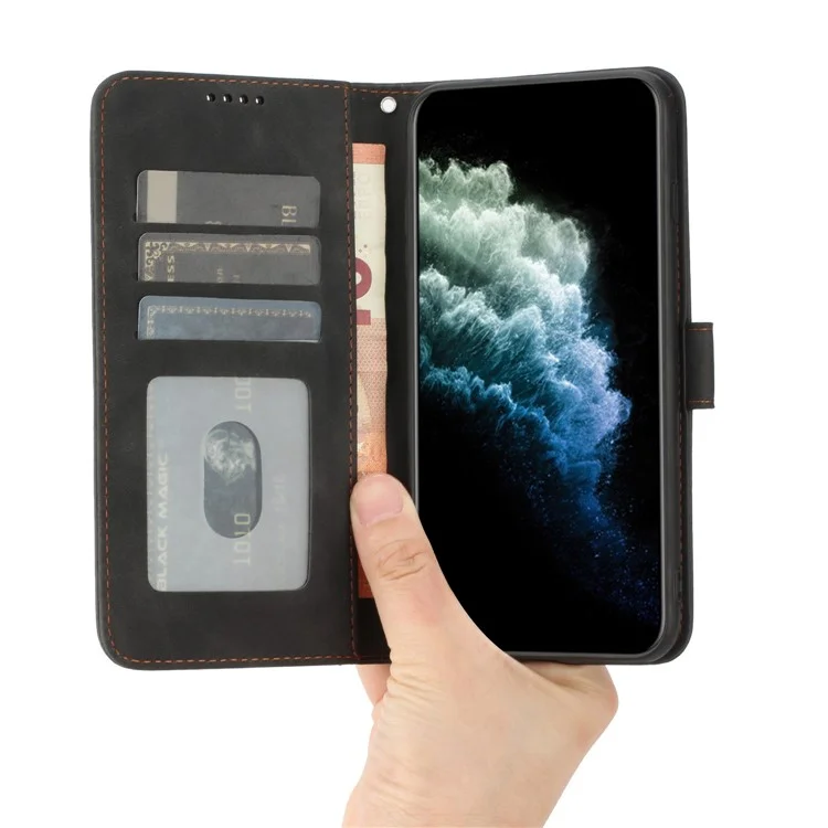 Per Xiaomi Redmi A1+ 4G Shock Proof Telefono Magnetica Class PU Stand Cell Flip Cover Del Telefono Con Cinturino Con Cinturino - Nero
