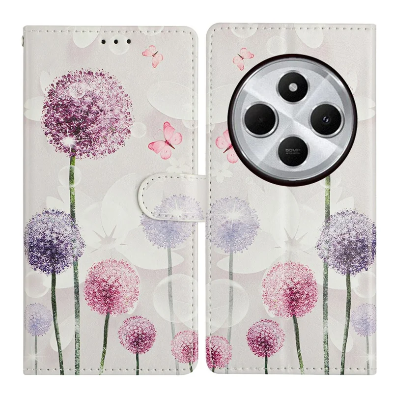 For Xiaomi Redmi 17C 4G Case Pattern Printing Wallet Stand Flip Leather Phone Cover with Strap - Dandelion