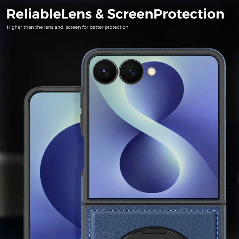 For Samsung Galaxy Z Flip8 Magnetic Case with Ring Kickstand PU Leather Back Cover - Sapphire