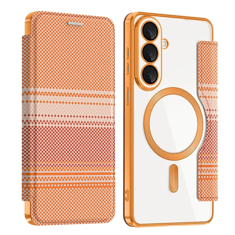For Samsung Galaxy S26+ Magnetic Case RFID Blocking Card Slots Leather Cover - Orange