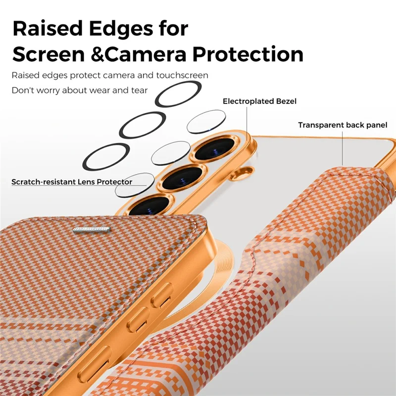 For Samsung Galaxy S26+ Magnetic Case RFID Blocking Card Slots Leather Cover - Orange
