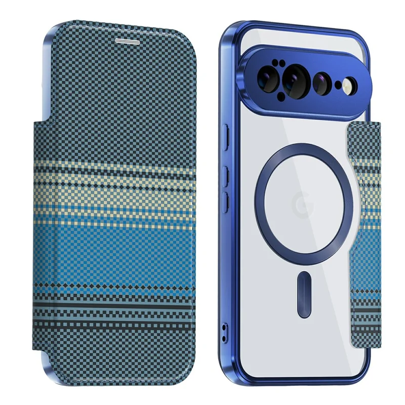 For Google Pixel 11 Pro XL Magnetic Case RFID Blocking Card Slots Leather Cover - Sapphire