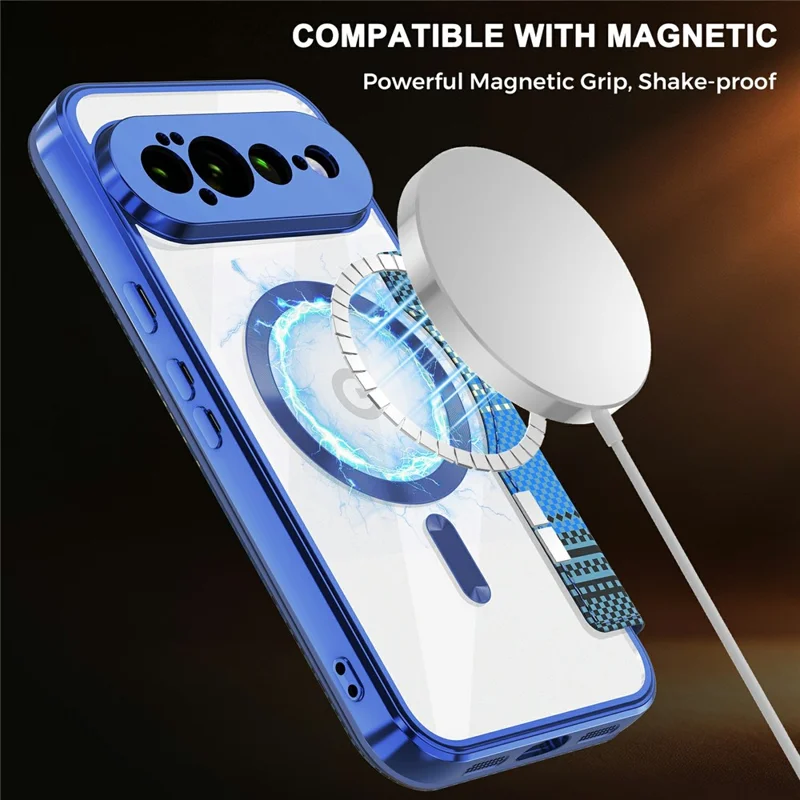 For Google Pixel 11 Pro XL Magnetic Case RFID Blocking Card Slots Leather Cover - Sapphire