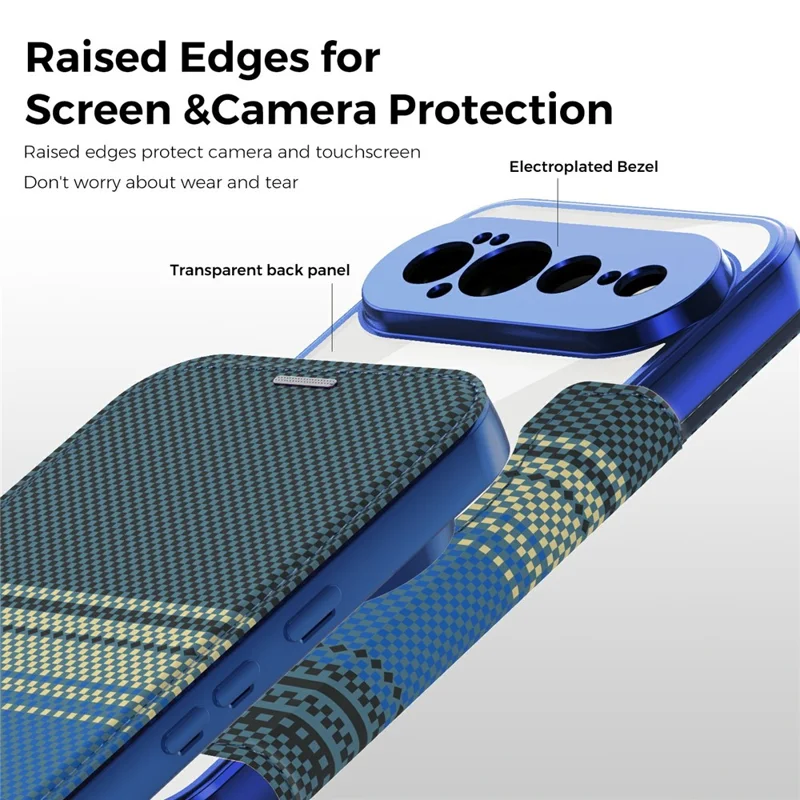 For Google Pixel 11 Pro XL Magnetic Case RFID Blocking Card Slots Leather Cover - Sapphire