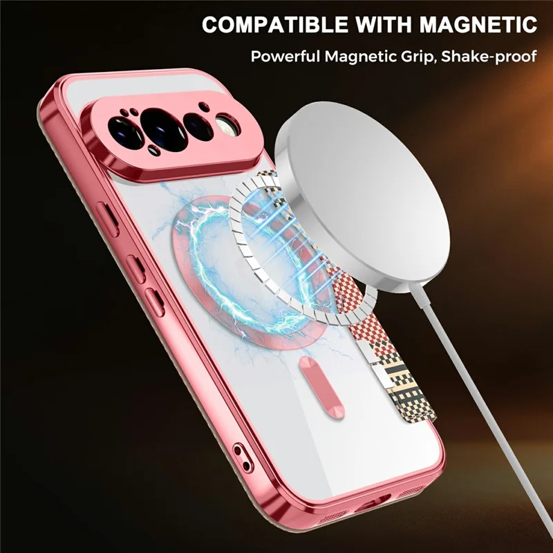 For Google Pixel 11 Pro Magnetic Case RFID Blocking Card Slots Leather Cover - Pink