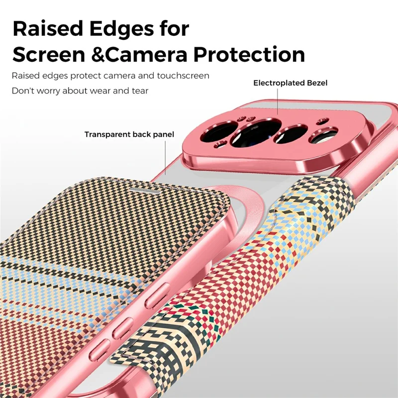 For Google Pixel 11 Pro Magnetic Case RFID Blocking Card Slots Leather Cover - Pink