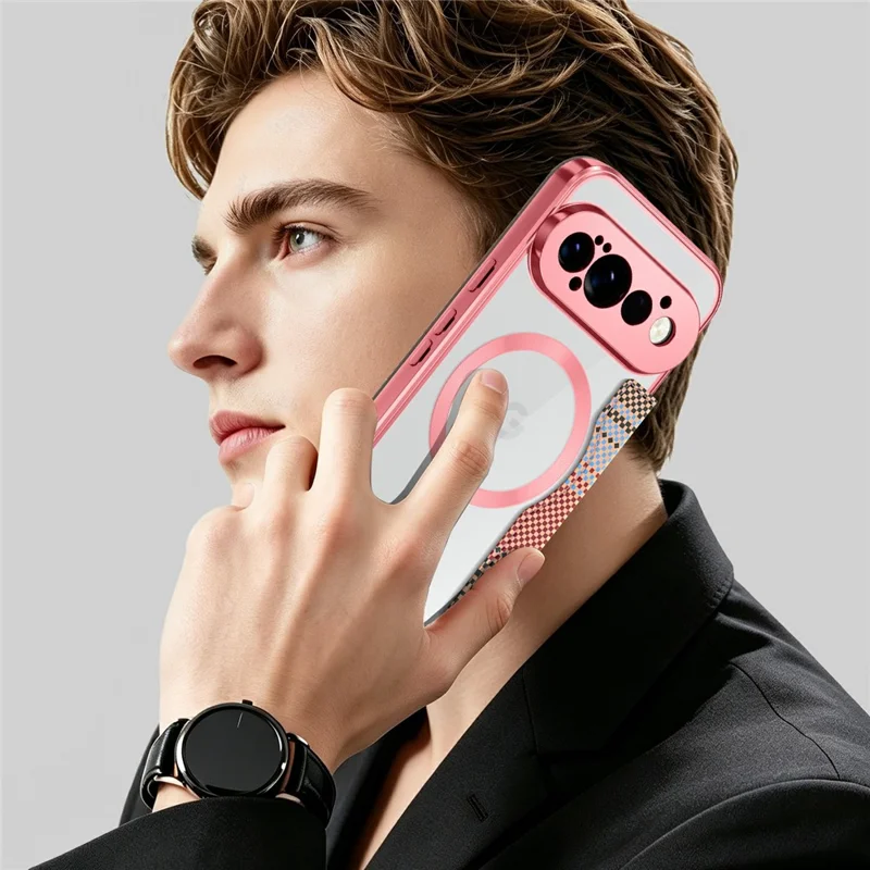 For Google Pixel 11 Pro Magnetic Case RFID Blocking Card Slots Leather Cover - Pink
