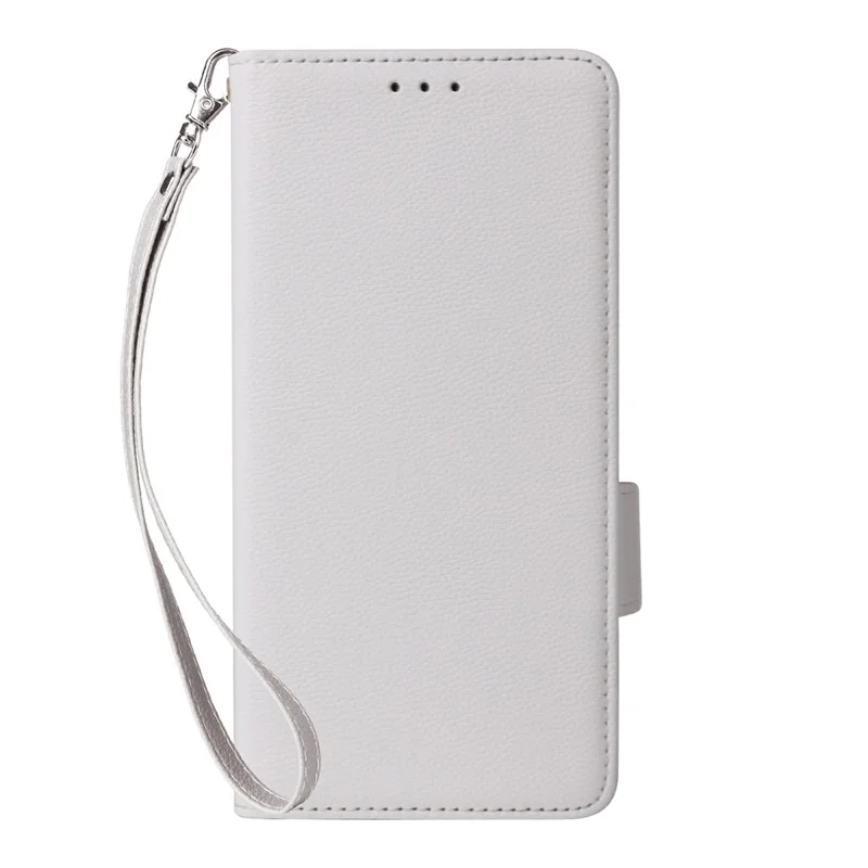 For Honor 600 Smart 5G Case Litchi Texture Wallet Leather Phone Cover with Wrist Strap - White