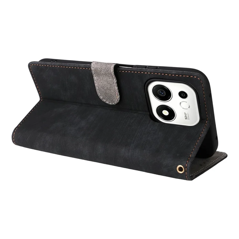 For Honor 600 Smart 5G Wallet Case RFID-blokerende PU-læder telefonbeskyttelse med stander og stropløsning - Sort
