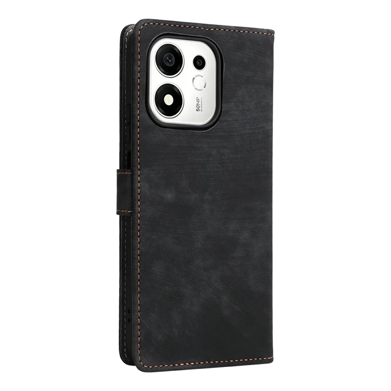 For Honor 600 Smart 5G Wallet Case RFID-blokerende PU-læder telefonbeskyttelse med stander og stropløsning - Sort