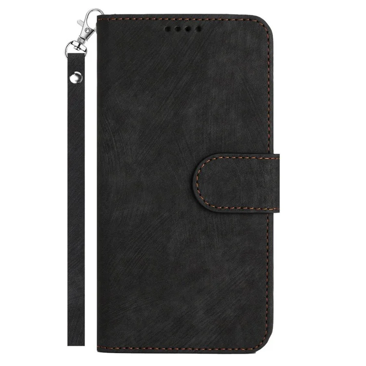 Per Xiaomi Redmi A1+ 4G Wallet Telefono Custodia a Strisce Anti-Drop Cover Class Magnetico Cucciolo di Pelle PU Con Cinghia Con Cinturino - Nero